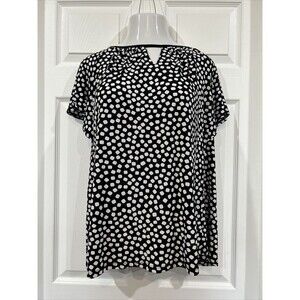 Susan Graver Liquid Knit Stretch Black Top Blouse Flutter Sleeve Plus Size 1X